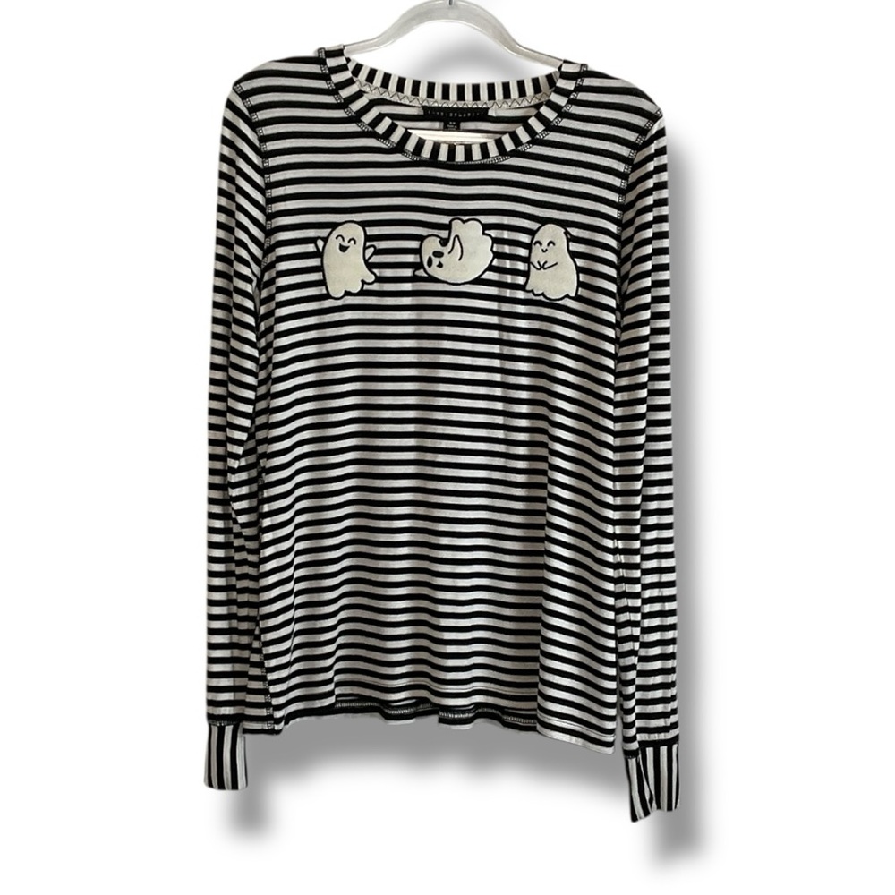 Jane +‎ Delancey Shirt Ghost Black White Stripes Longsleeve Top Tee T Size Small